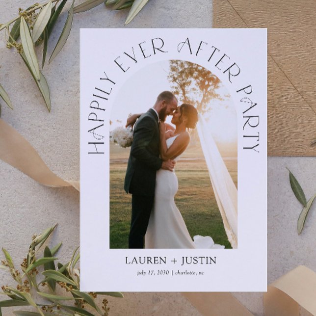 Happily Ever After Party Arch Photo Wedding Announcement (Creator Uploaded)
