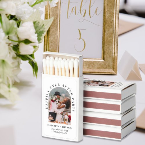 Happily Ever After Party Arch Photo Wedding Favor Matchboxes