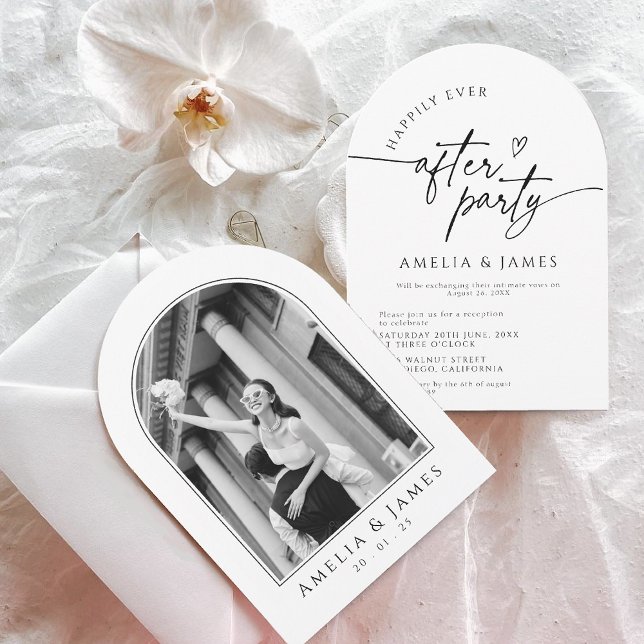 Happily Ever After Party Arch Photo Wedding Invitation (Creator Uploaded)