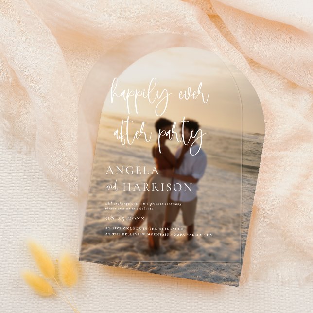 Happily Ever After Party Arch Wedding Reception Acrylic Invitations (Card Mock-up)