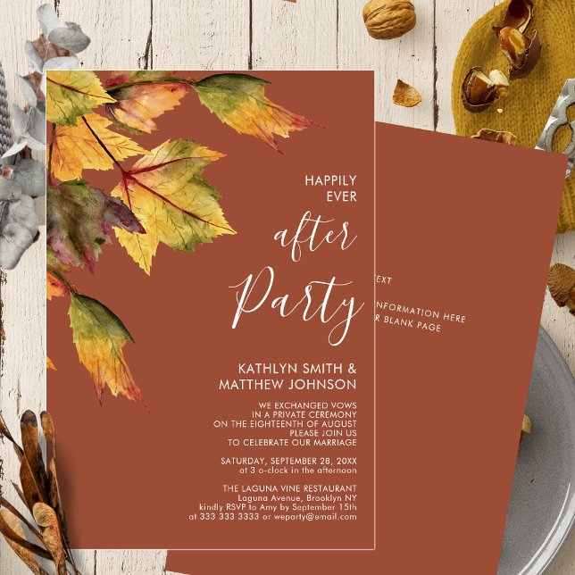 Happily Ever After Party Autumn Foliage Wedding Invitation (Creator Uploaded)