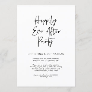 Happily Ever After Party, Black, Elopement Invitation