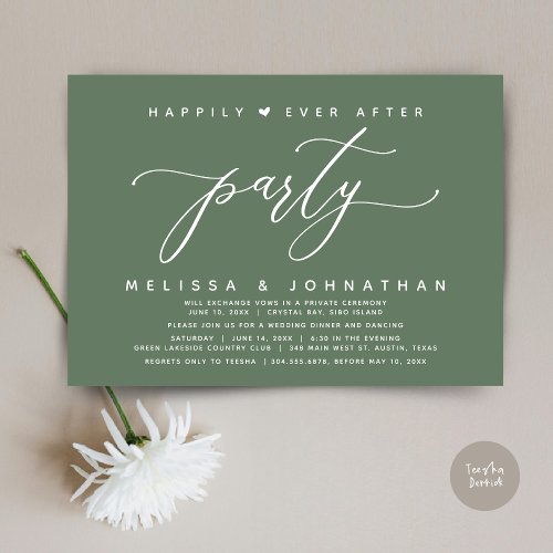 Happily Ever After Party Black Wedding Dinner Invitation
