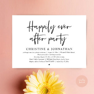 Happily Ever After Party, Black Wedding Elopement Invitation