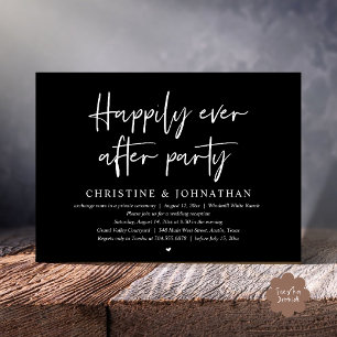 Happily Ever After Party, Black Wedding Elopement Invitation