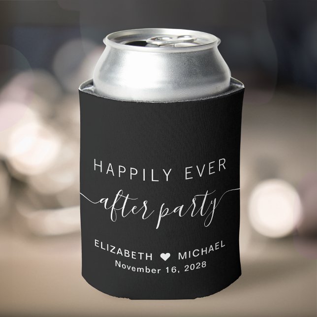 Happily Ever After Party Black Wedding Reception Can Cooler (Creator Uploaded)