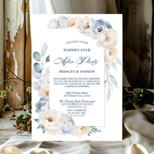 Happily Ever After Party Blue Floral Reception Invitation