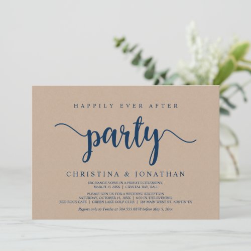 Happily Ever After party Brown Kraft Elopement In Invitation