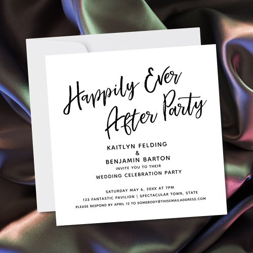 Happily Ever After Party Casual Script Reception Invitation