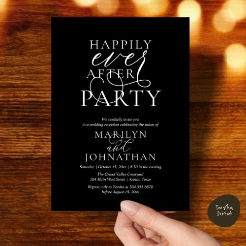 Happily Ever After Party, Classy Wedding Dinner Invitation