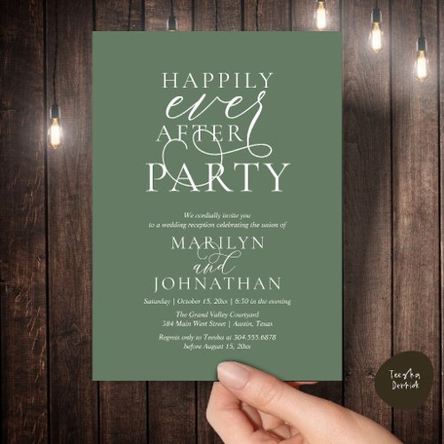 Happily Ever After Party, Classy Wedding Dinner Invitation