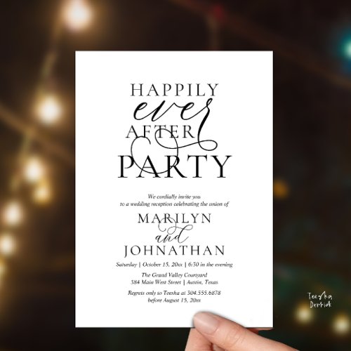 Happily Ever After Party, Classy Wedding Dinner Invitation
