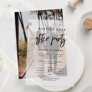 Happily Ever After Party Contemporary Modern Vellum Invitations
