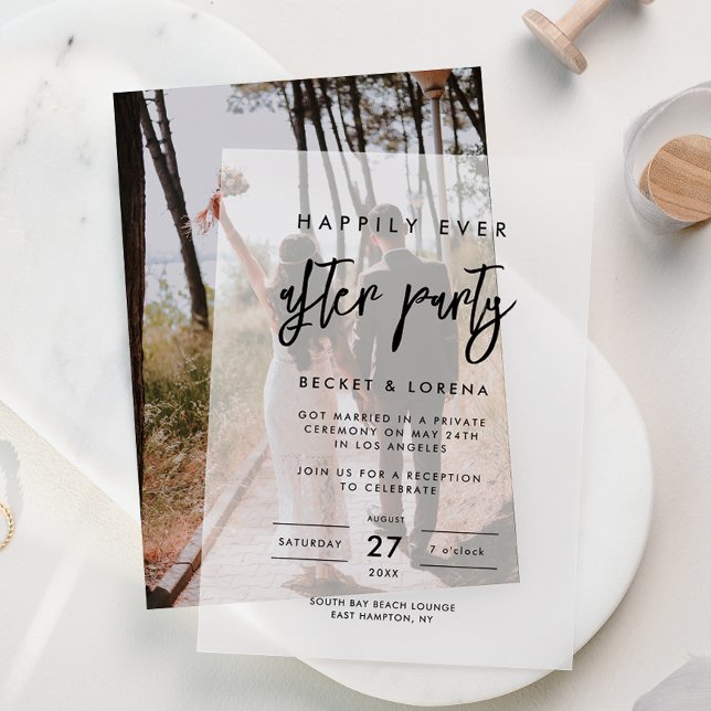 Happily Ever After Party Contemporary Modern Vellum Invitations (Creator Uploaded)