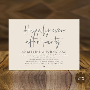 Happily Ever After Party, Cream Wedding Elopement Invitation