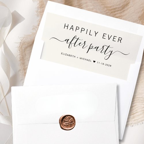Happily Ever After Party Cream Wedding Reception Envelope Liner