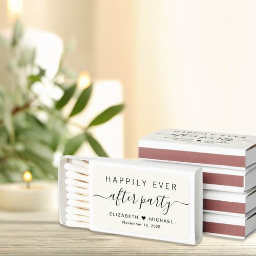 Happily Ever After Party Cream Wedding Reception Matchboxes