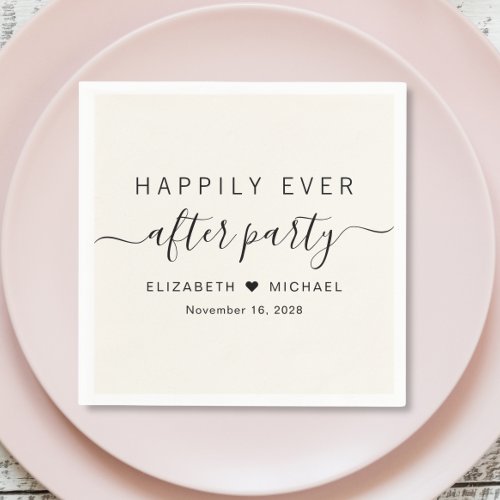 Happily Ever After Party Cream Wedding Reception Napkins