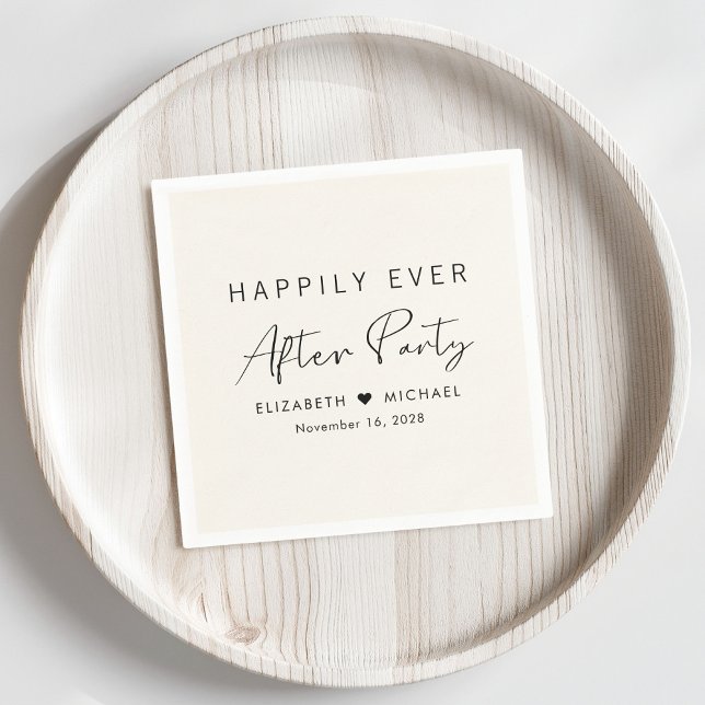Happily Ever After Party Cream Wedding Reception Napkins (Creator Uploaded)