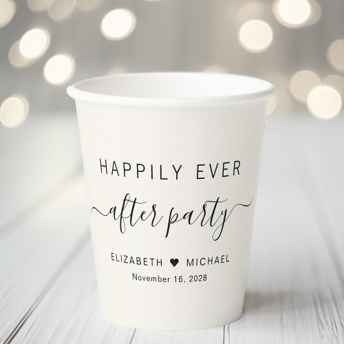 Happily Ever After Party Cream Wedding Reception Paper Cups