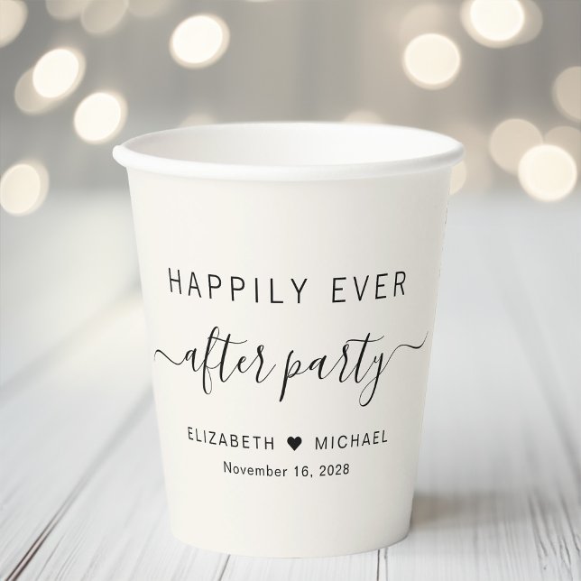 Happily Ever After Party Cream Wedding Reception Paper Cups (Creator Uploaded)