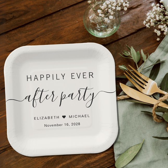 Happily Ever After Party Cream Wedding Reception Paper Plates (Creator Uploaded)