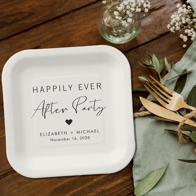 Happily Ever After Party Cream Wedding Reception Paper Plates (Creator Uploaded)