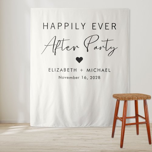 Happily Ever After Party Cream Wedding Reception Tapestry