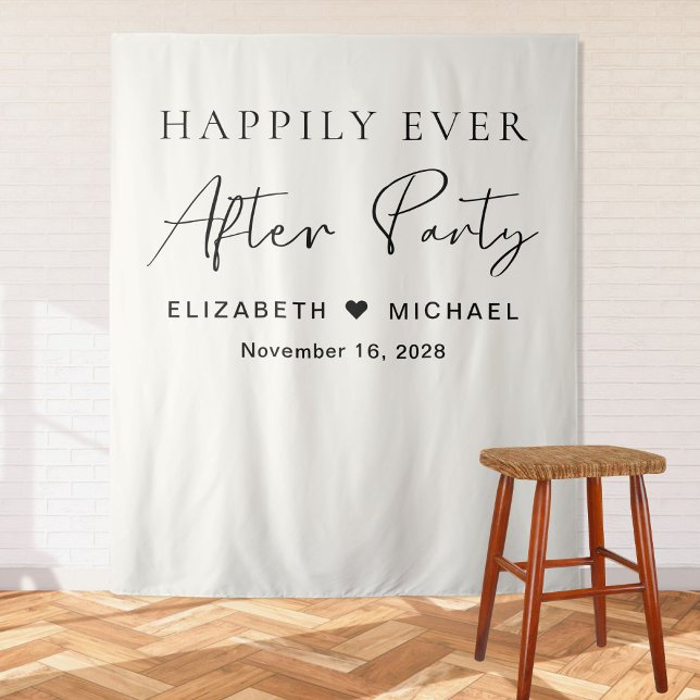 Happily Ever After Party Cream Wedding Reception Tapestry (Creator Uploaded)