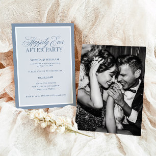 Happily Ever After Party Dusty Blue Elopement Invitation
