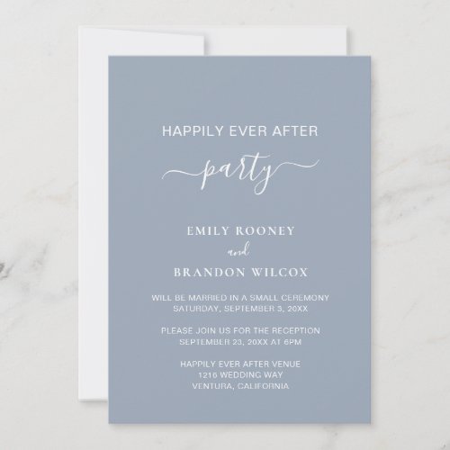 Happily Ever After Party Dusty Blue Reception Invitation