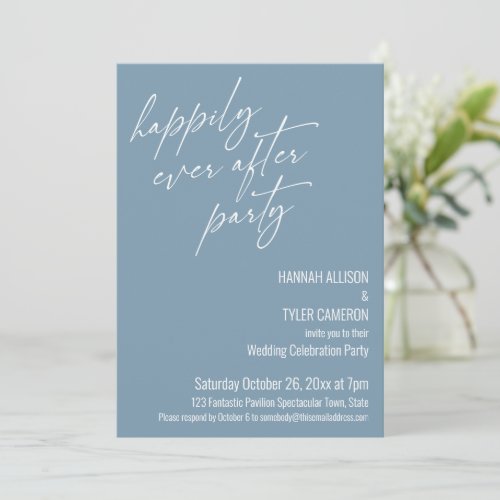 Happily Ever After Party Dusty Blue Reception Invitation