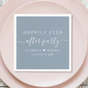 Happily Ever After Party Dusty Blue Reception Napkins