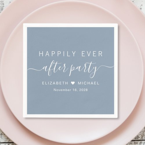Happily Ever After Party Dusty Blue Reception Napkins