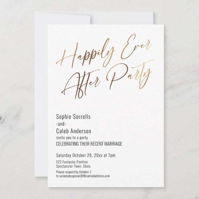 Happily Ever After Party Elegant Gold Invitation (Front)
