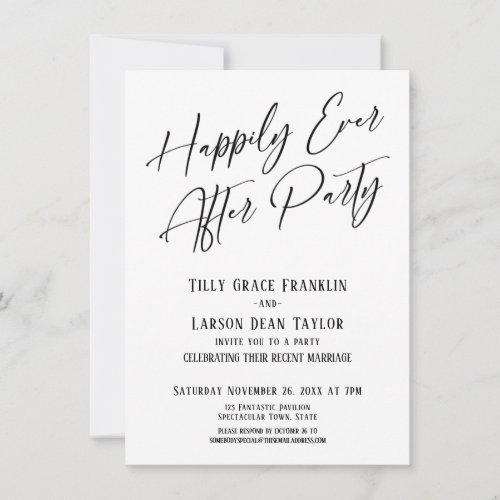 Happily Ever After Party Elegant Modern Typography Invitation