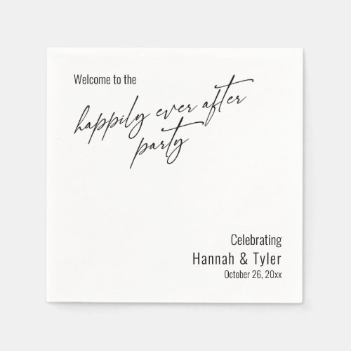 Happily Ever After Party Elegant Simple Typography Napkins