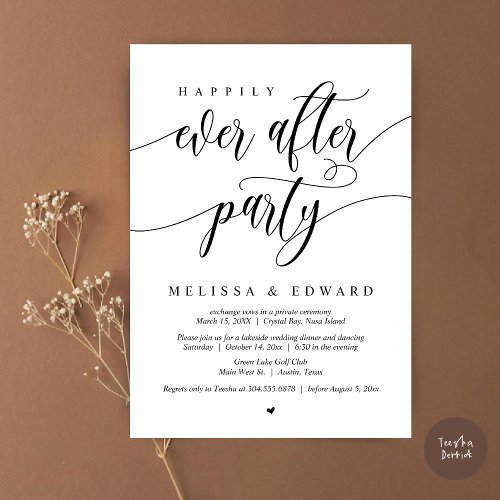 Happily Ever After Party Elopement Dinner Invitation