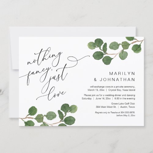 Happily Ever After Party Elopement Greenery Invitation