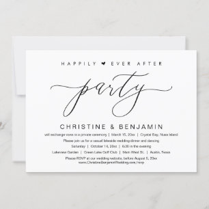 Happily Ever After Party, Elopement, Modern Script Invitation