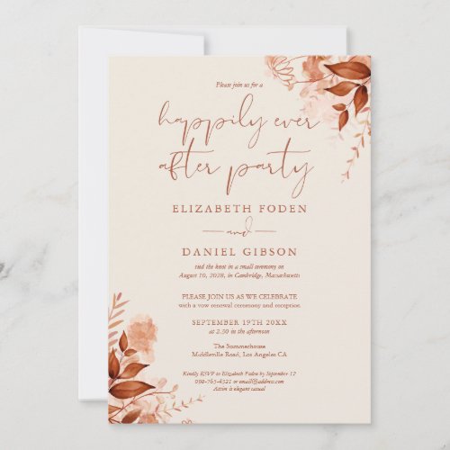 Happily Ever After Party Fall Wedding Vows Invitation