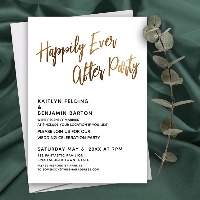 Happily Ever After Party Handwriting Reception Invitation (Creator Uploaded)
