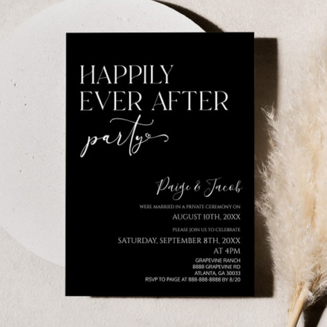 Happily Ever After Party Minimal Wedding Reception Invitation (Creator Uploaded)