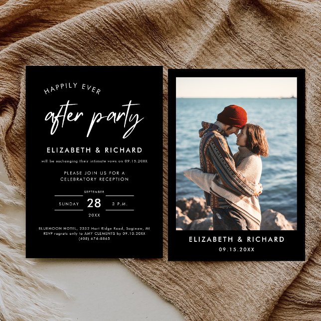 Happily Ever After Party Minimal Wedding Reception Invitation (Creator Uploaded)
