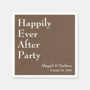 Happily Ever After Party Minimalist Mocha Wedding Napkins