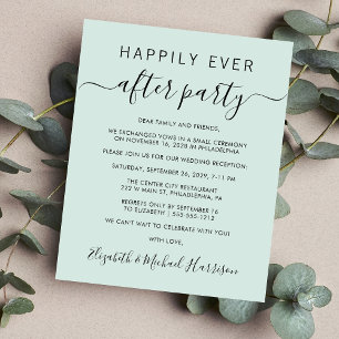 Happily Ever After Party Mint Wedding Invitation