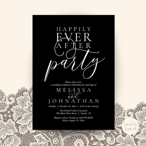 Happily Ever After Party, Modern Classy Wedding Invitation