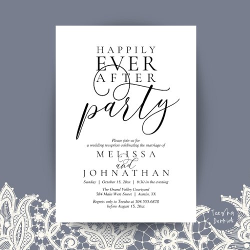 Happily Ever After Party, Modern Classy Wedding Invitation