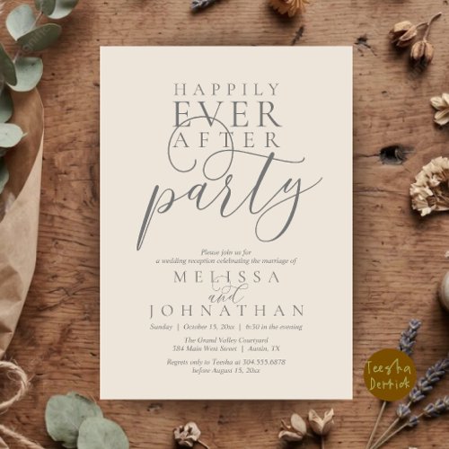 Happily Ever After Party, Modern Classy Wedding Invitation