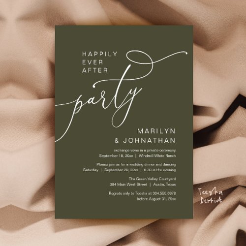 Happily Ever After Party, Modern Dinner Reception Invitation